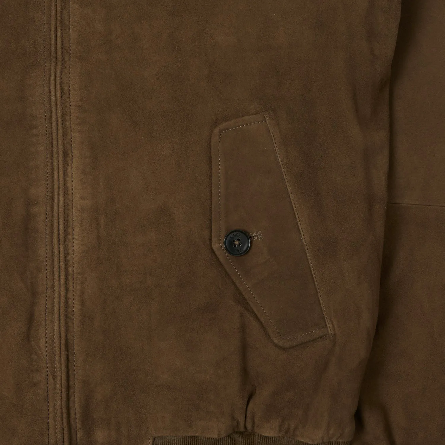 Baracuta G9 Suede Harrington Jacket - Dark Olive sold by Son of a Stag product image thumbnail 4