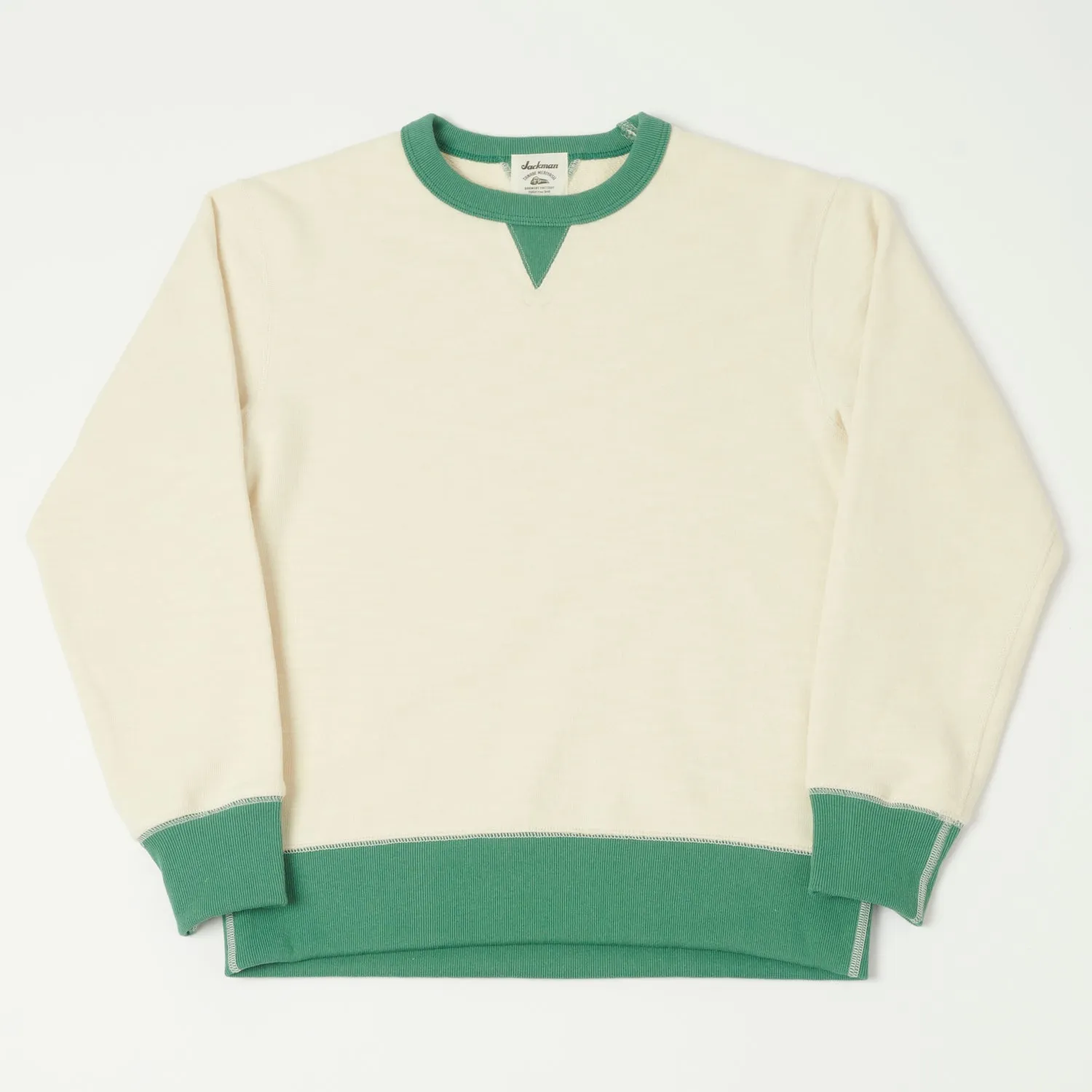 Jackman GG Crewneck Sweatshirt - Ivory/Green sold by Son of a Stag