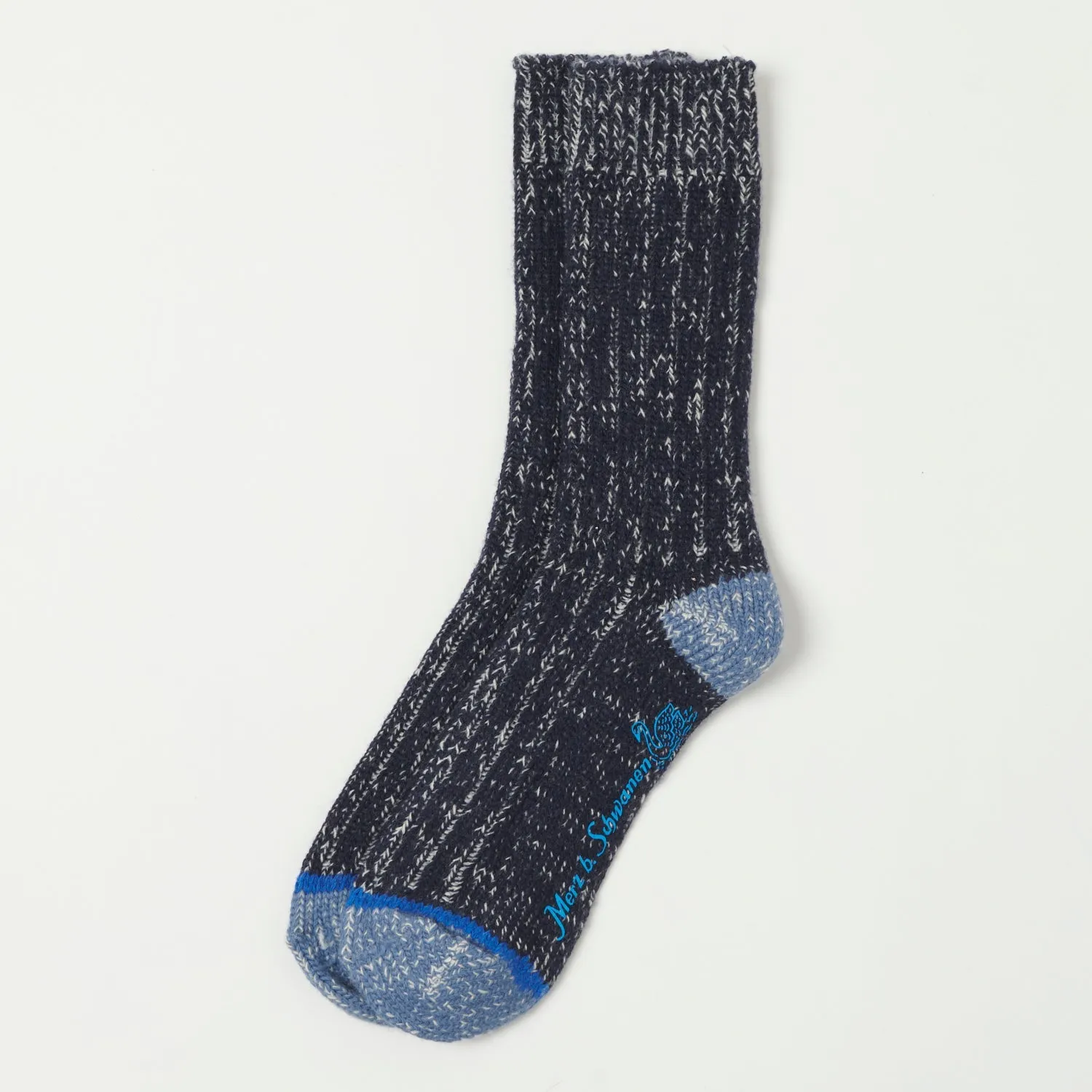 Merz b. Schwanen MW72 'Extra Fine' Merino Wool Sock - Ink/Nature sold by Son of a Stag