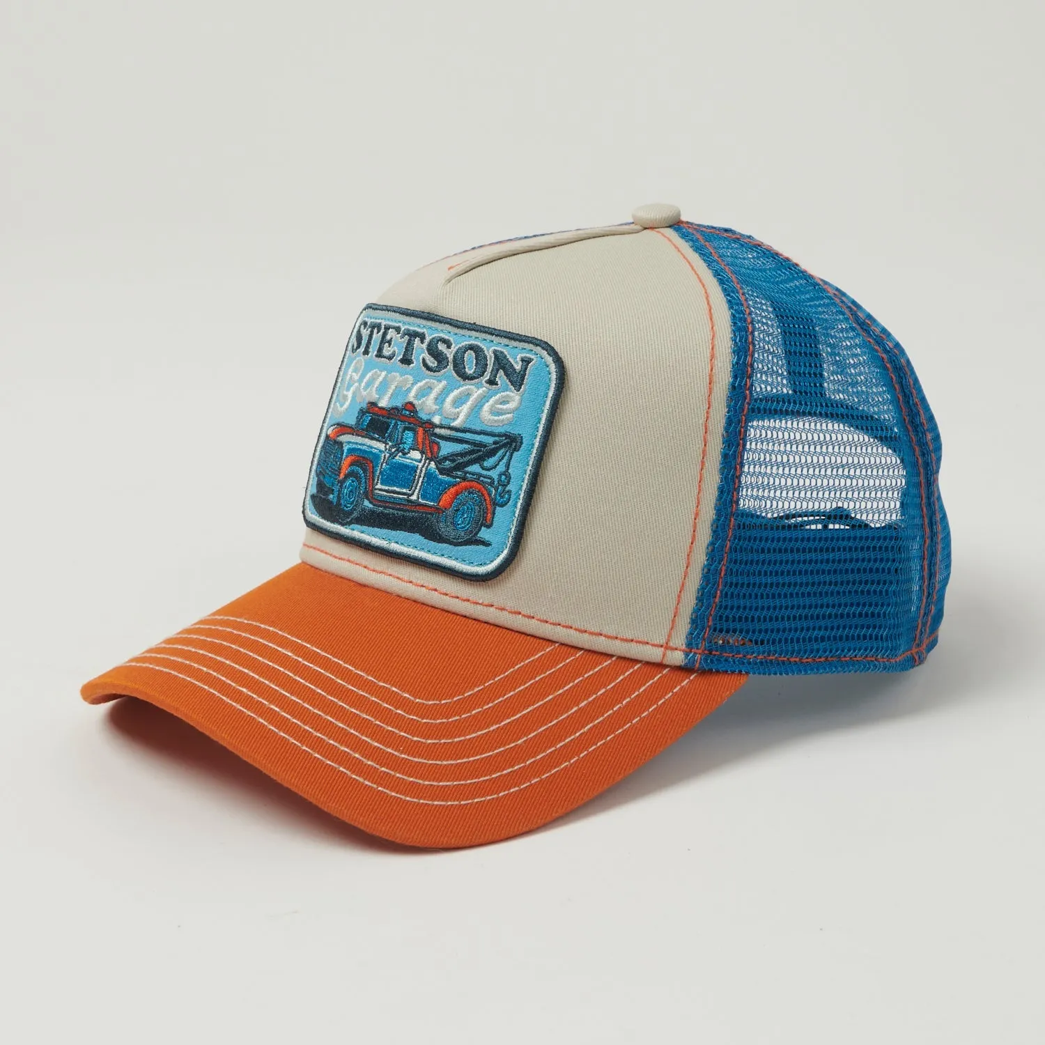 Stetson 'Stetson Garage' Trucker Cap - Orange/Blue sold by Son of a Stag
