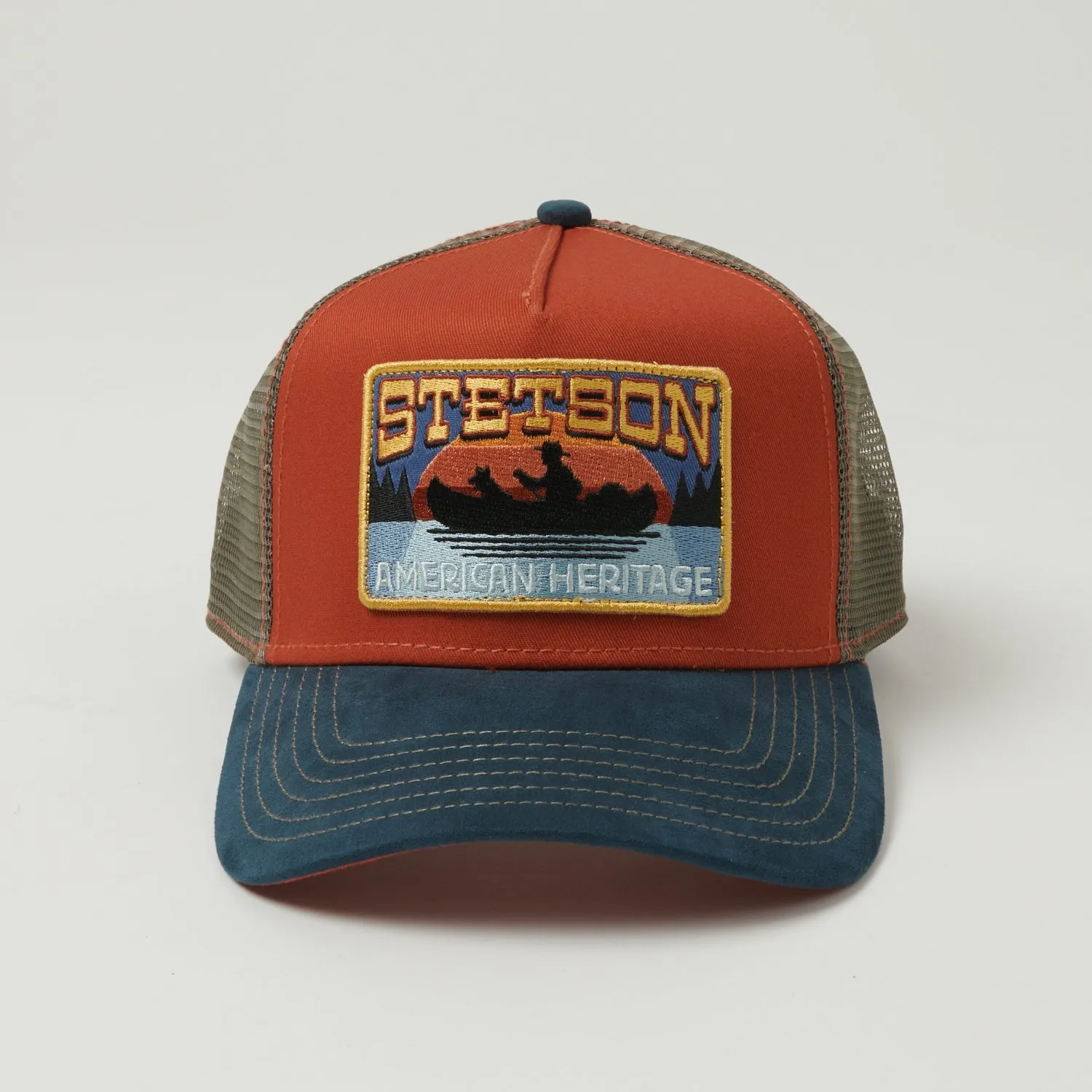 Stetson 'Canoe' Trucker Cap - Rust/Blue/Grey sold by Son of a Stag product image thumbnail 2