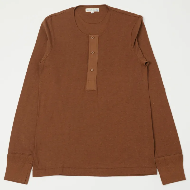 Merz b. Schwanen 102 Loopwheel Henley Shirt - Tan made by Merz B. Schwanen