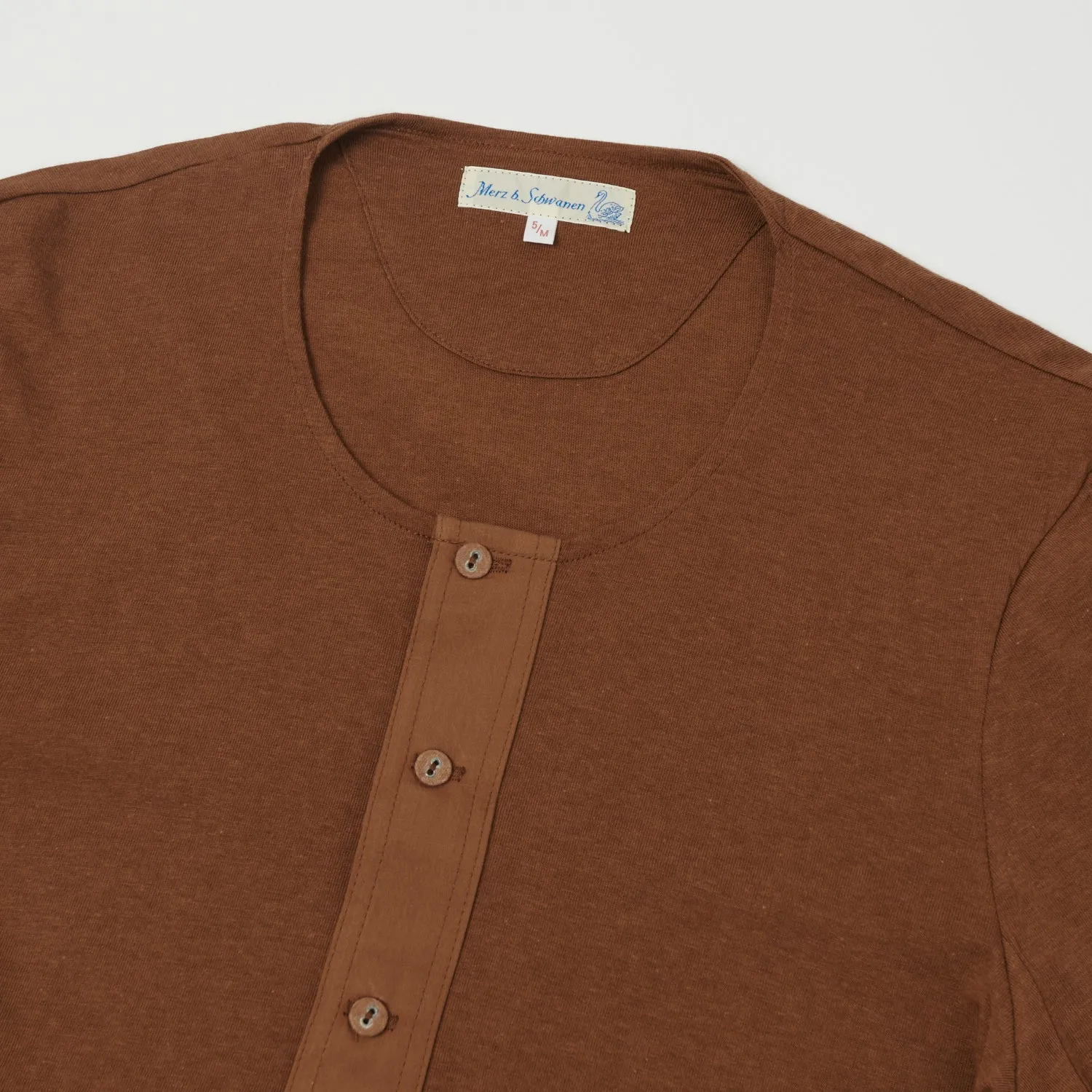 Merz b. Schwanen 102 Loopwheel Henley Shirt - Tan sold by Son of a Stag product image thumbnail 2
