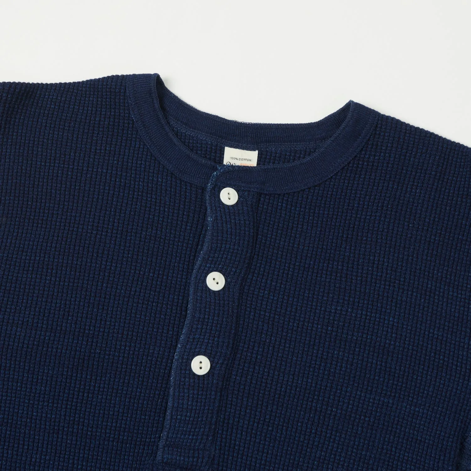 Warehouse & Co 5912 Waffle Knit Thermal Henley - Indigo sold by Son of a Stag product image thumbnail 2