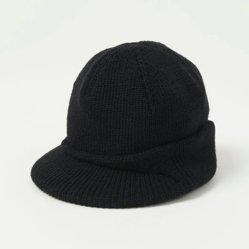 Freewheelers & Co M-1941 Wool Knit Jeep Cap - Black sold by Son of a Stag
