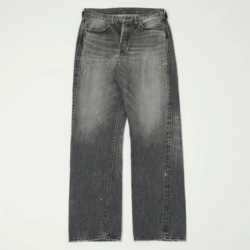 FULLCOUNT 1101 13.7oz Loose Straight Jean - Black 'Splatter Dartford' Wash sold by Son of a Stag