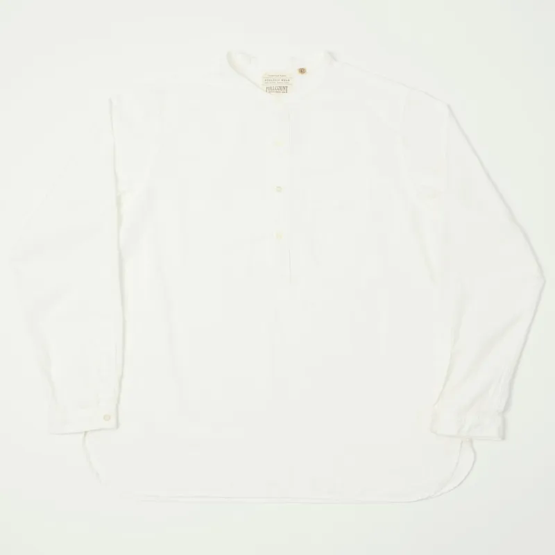 Full Count 4900 Stand Collar Pullover Chambray Shirt - White sold by Son of a Stag