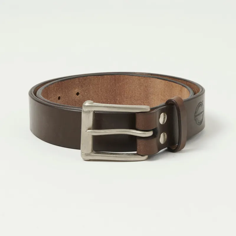 Barnes & Moore 'Garrison' Oak Bark Leather Belt - Conker/Nickel sold by Son of a Stag