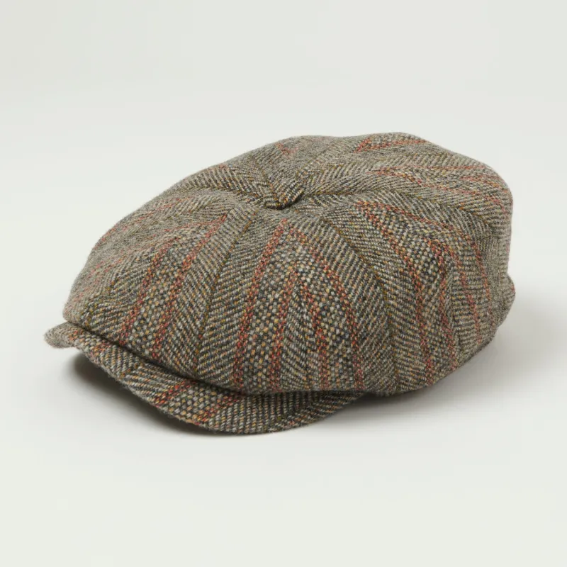 Stetson Hatteras Virgin Wool Flat Cap - Brown Stripe sold by Son of a Stag