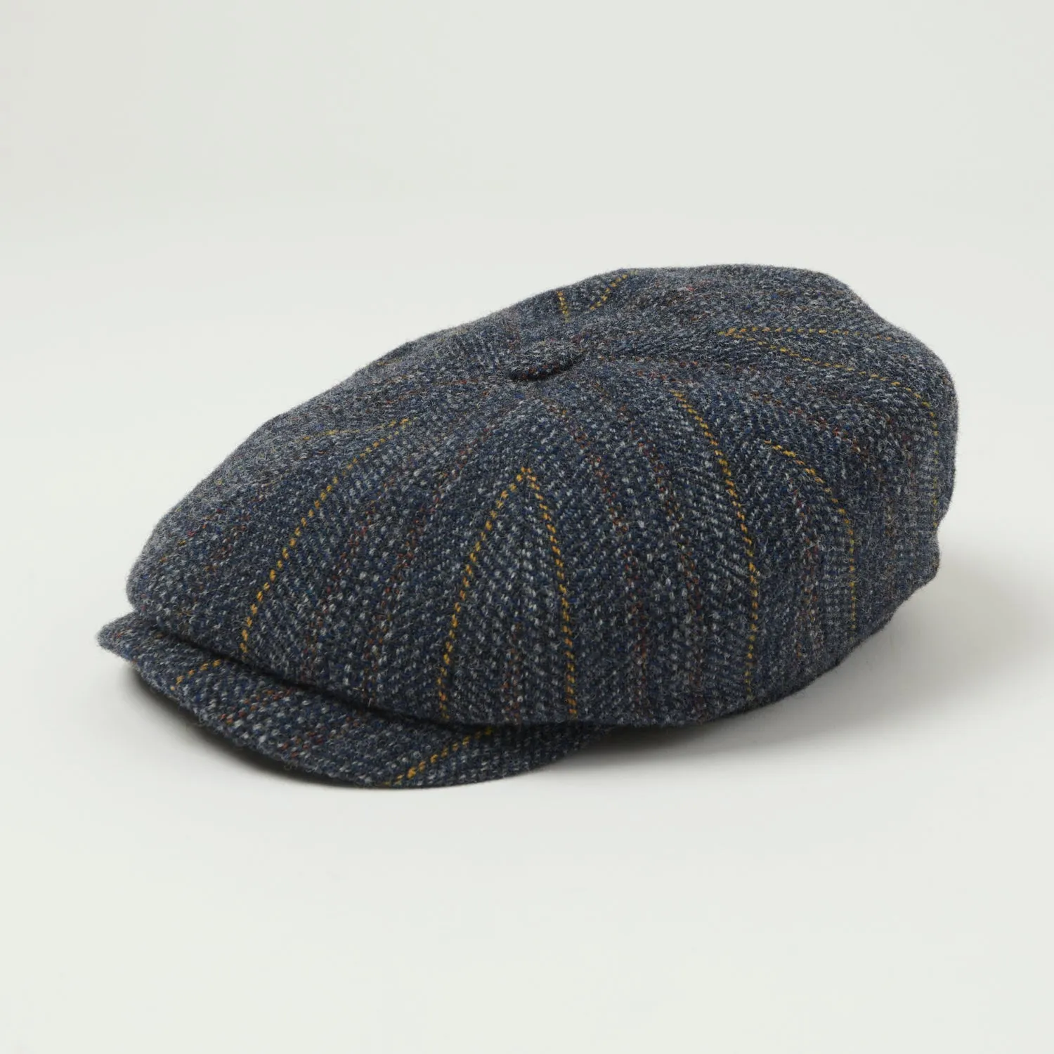Stetson Hatteras Virgin Wool Flat Cap - Blue Stripe sold by Son of a Stag