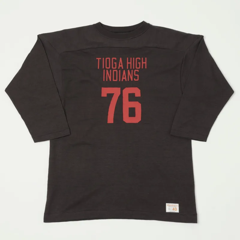 Warehouse & Co 4063 'Tioga High' 3/4 Sleeve Football T-Shirt - Black sold by Son of a Stag