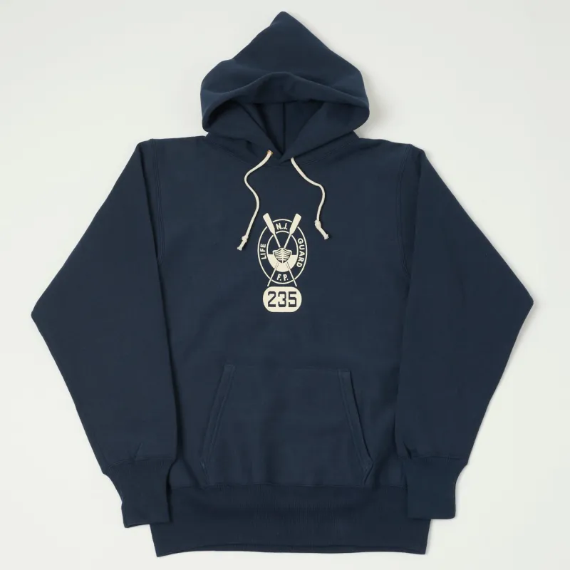 Warehouse & Co 484 'Lifeguard' Reverse Weave Hooded Sweatshirt - Navy sold by Son of a Stag