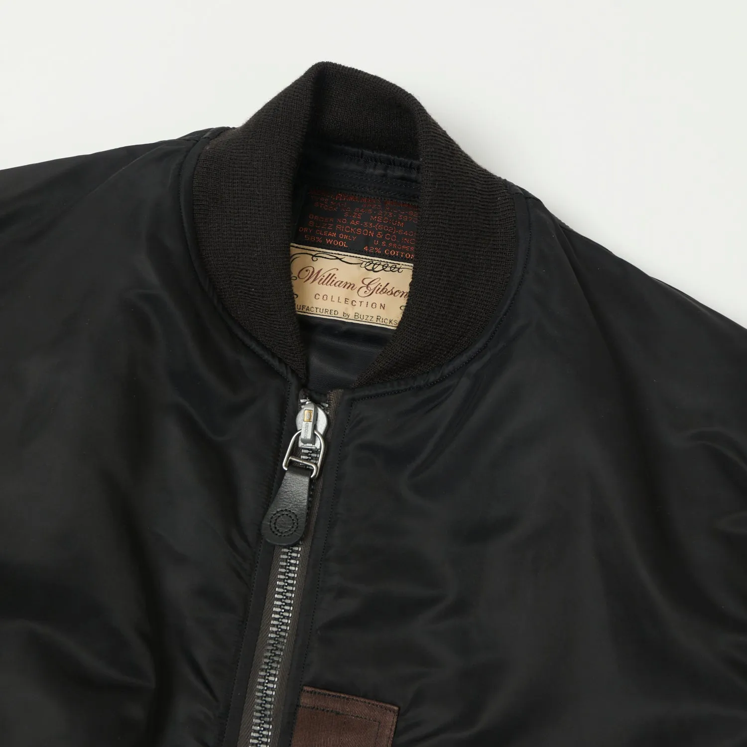 Buzz Rickson's x William Gibson MA-1 'Albert Turner & Co' Flight Jacket - Black sold by Son of a Stag product image thumbnail 2