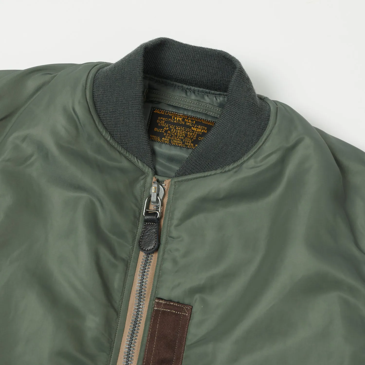 Buzz Rickson's MA-1 'Slender' Flight Jacket - Olive sold by Son of a Stag product image thumbnail 2