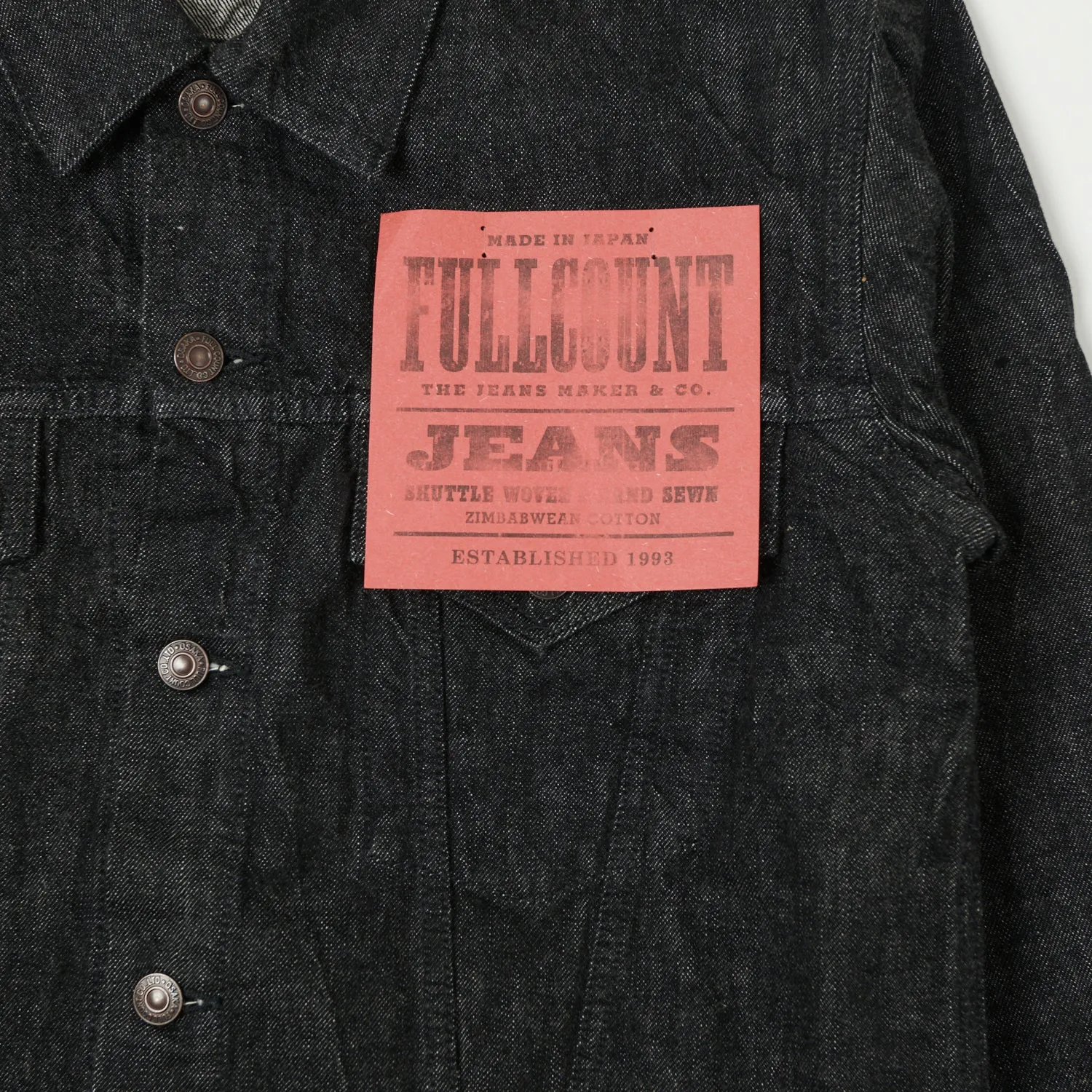 FULLCOUNT 2101 13.7oz Type III Denim Jacket - Black One Wash sold by Son of a Stag product image thumbnail 4