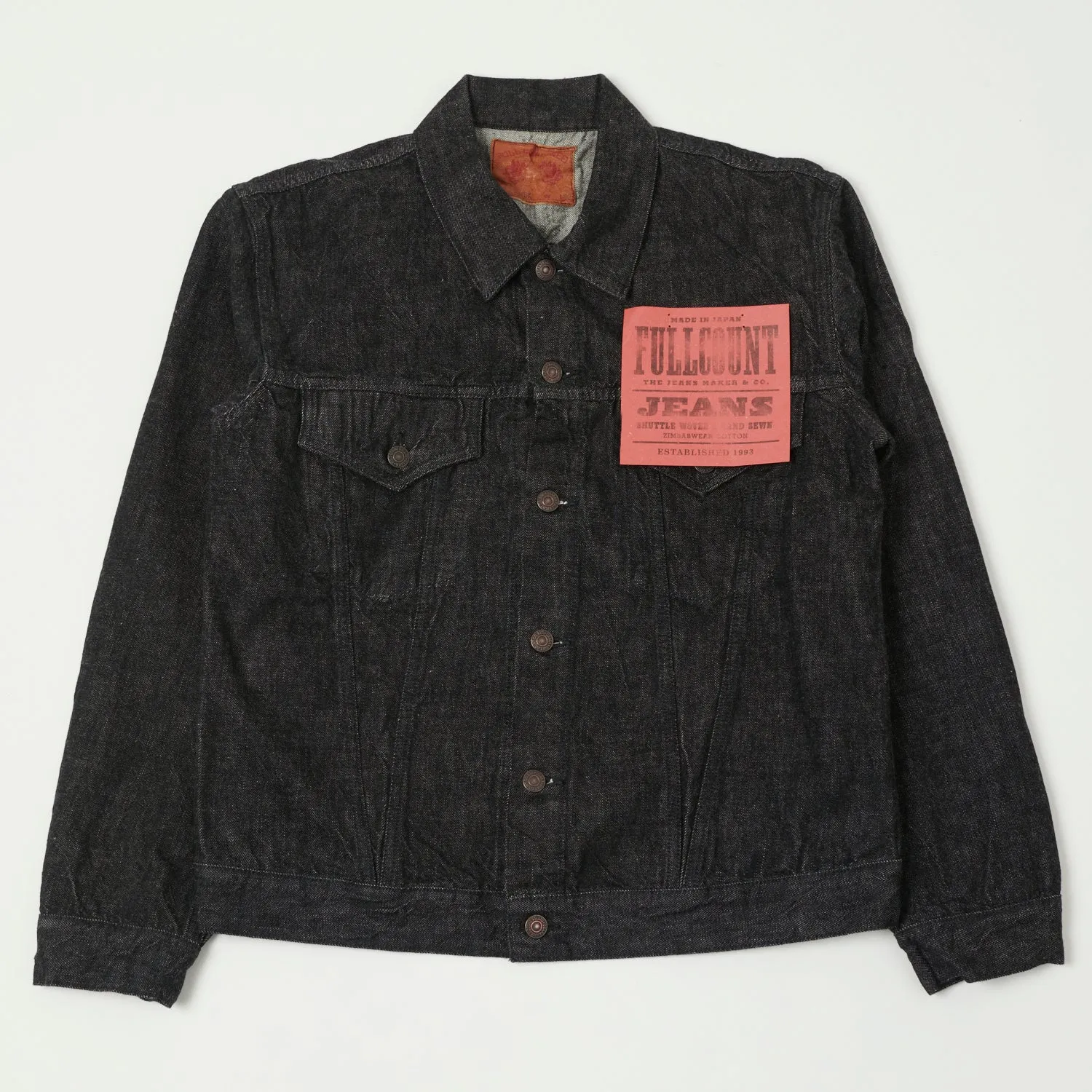 FULLCOUNT 2101 13.7oz Type III Denim Jacket - Black One Wash sold by Son of a Stag