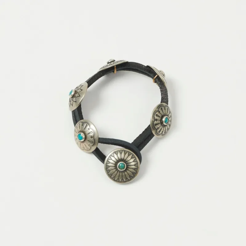 Yuketen Leather Bracelet w/ Concho - Black sold by Son of a Stag