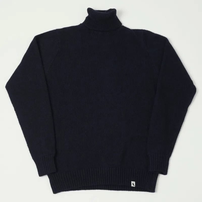 Peregrine Makers Stitch Polo Neck Jumper - Navy sold by Son of a Stag