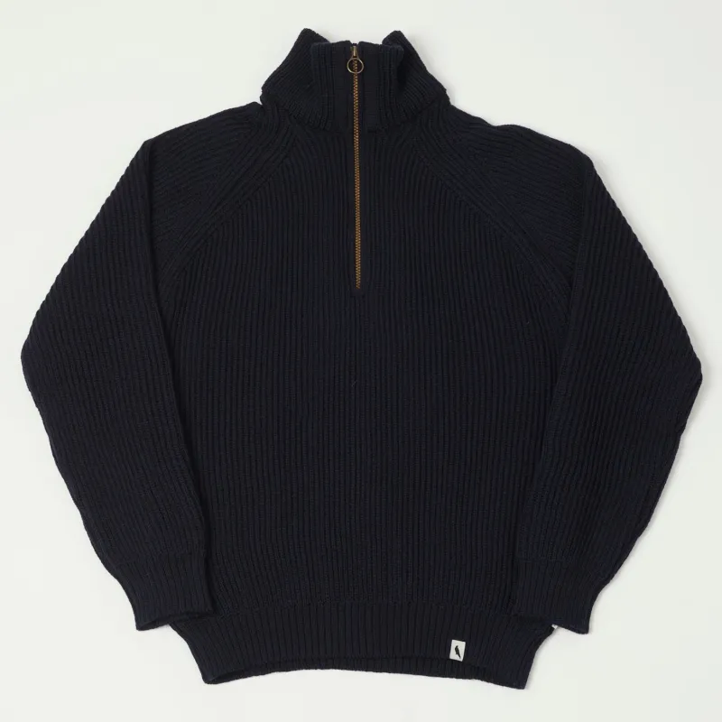 Peregrine Ford Quarter Zip Jumper - Navy sold by Son of a Stag