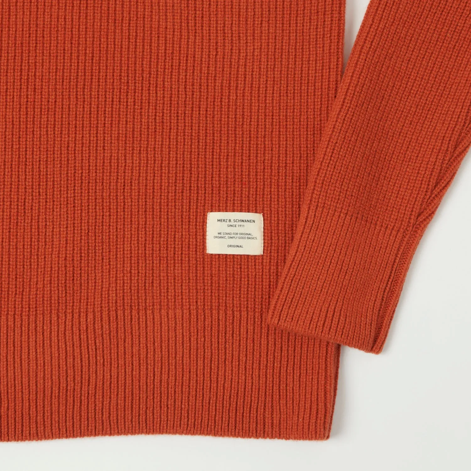 Merz b. Schwanen 'Good Basics' Wool Cashmere Ribbed Knit Pullover - Rust sold by Son of a Stag product image thumbnail 3