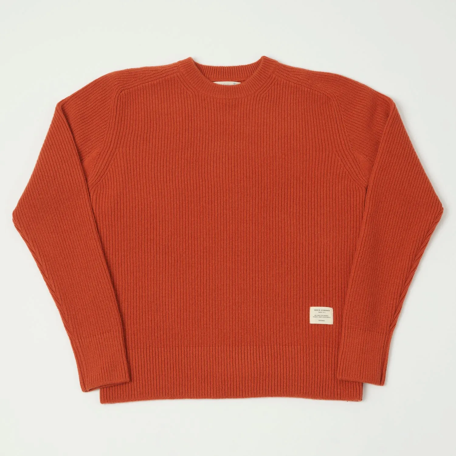 Merz b. Schwanen 'Good Basics' Wool Cashmere Ribbed Knit Pullover - Rust sold by Son of a Stag