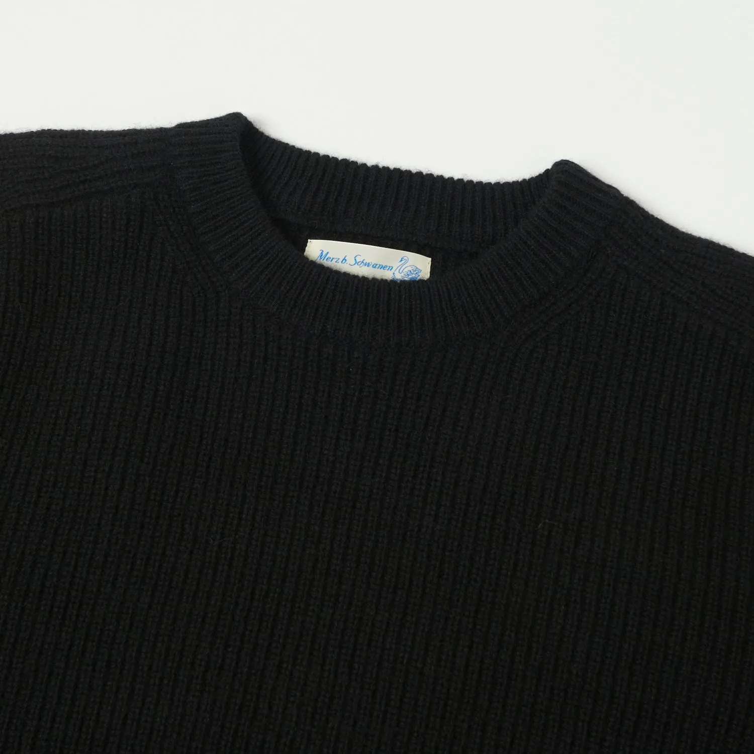Merz b. Schwanen 'Good Basics' Wool Cashmere Ribbed Knit Pullover - Deep Black sold by Son of a Stag product image thumbnail 2