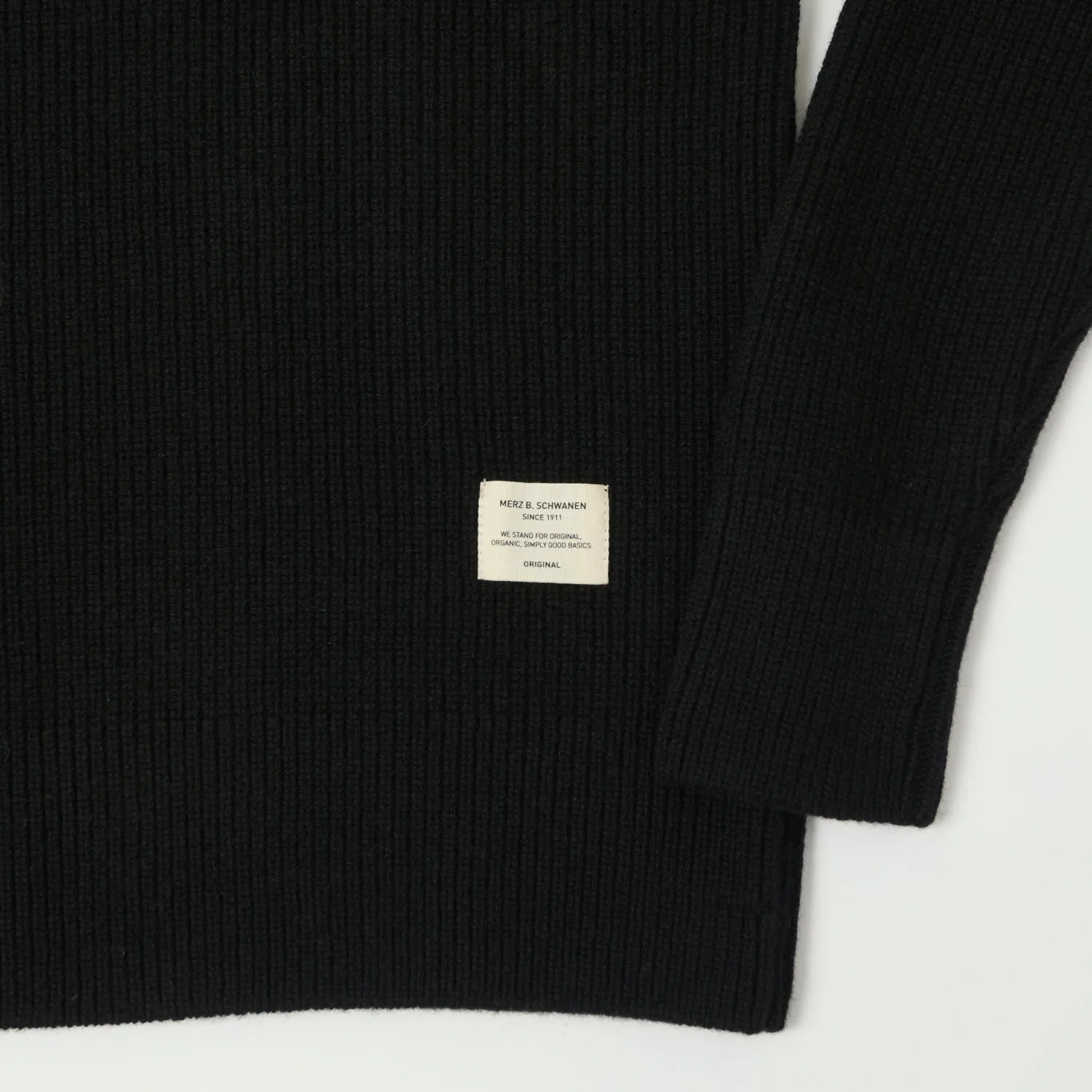 Merz b. Schwanen 'Good Basics' Wool Cashmere Ribbed Knit Pullover - Deep Black sold by Son of a Stag product image thumbnail 4