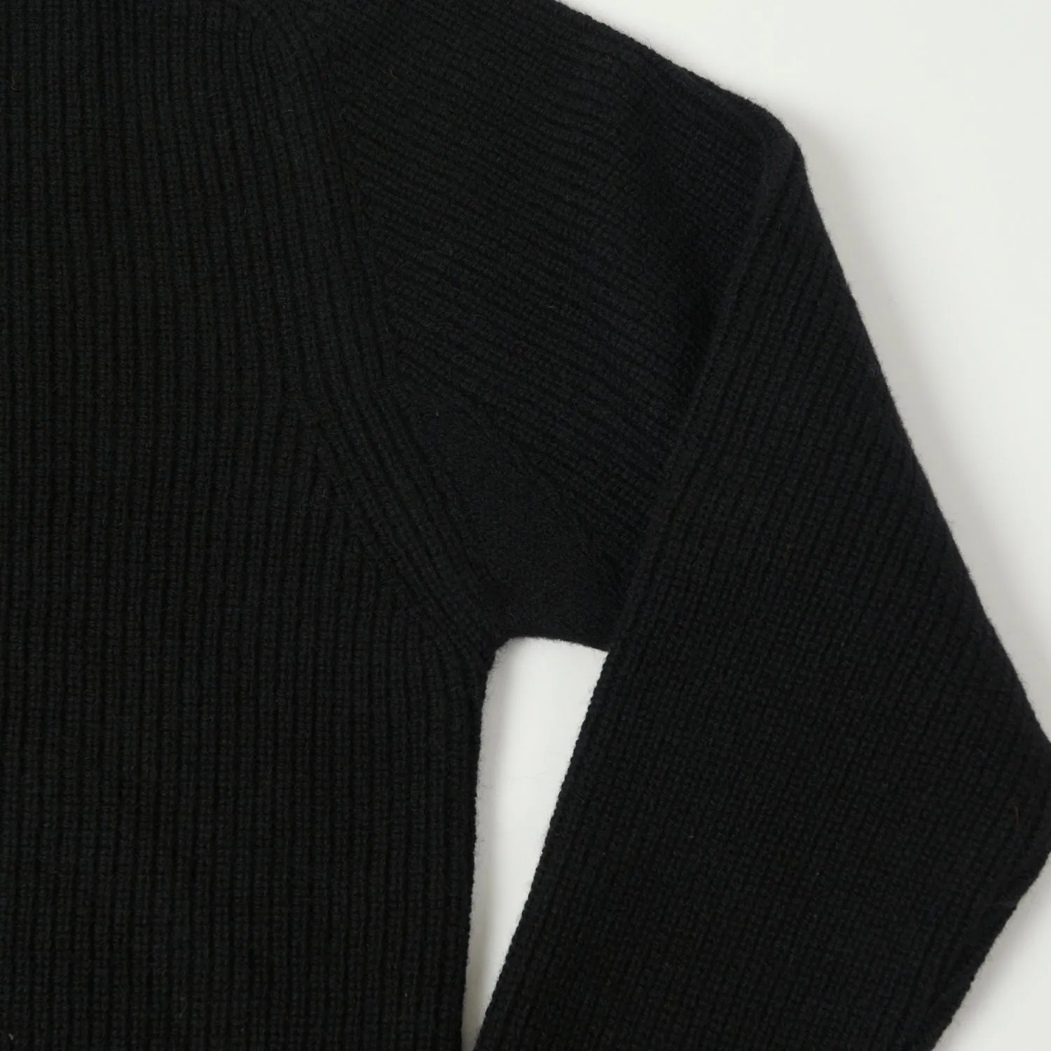 Merz b. Schwanen 'Good Basics' Wool Cashmere Ribbed Knit Pullover - Deep Black sold by Son of a Stag product image thumbnail 5
