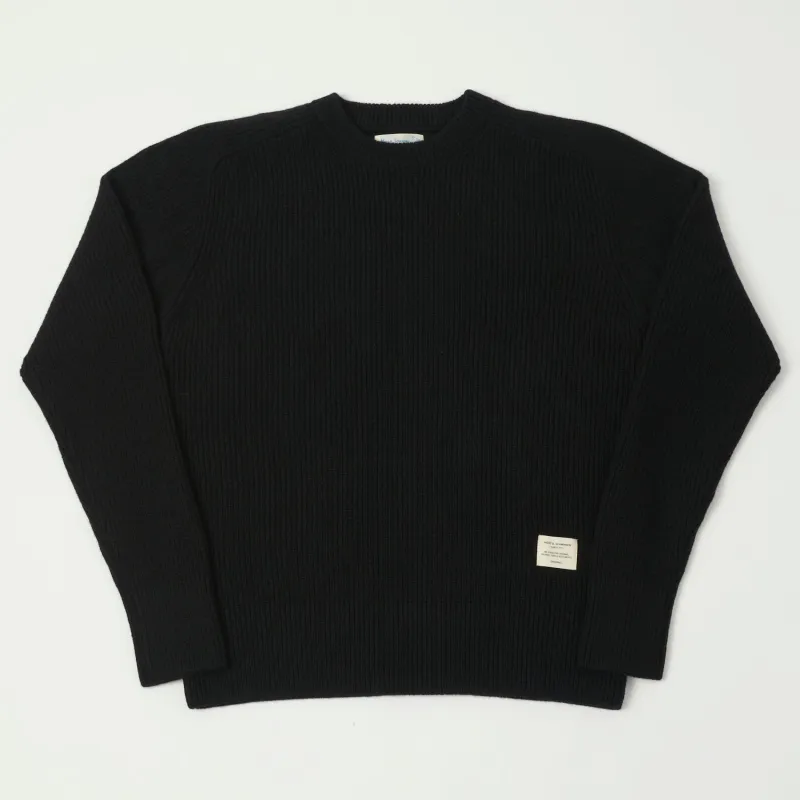 Merz b. Schwanen 'Good Basics' Wool Cashmere Ribbed Knit Pullover - Deep Black sold by Son of a Stag