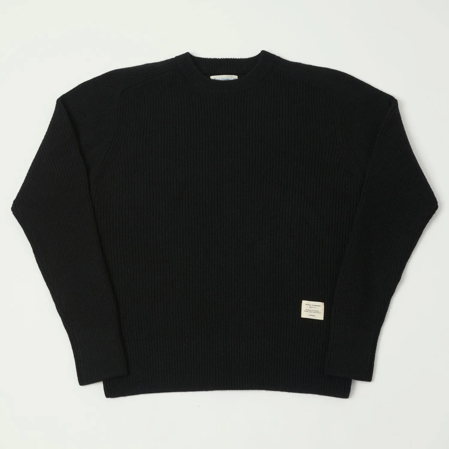 Merz b. Schwanen 'Good Basics' Wool Cashmere Ribbed Knit Pullover - Deep Black sold by Son of a Stag