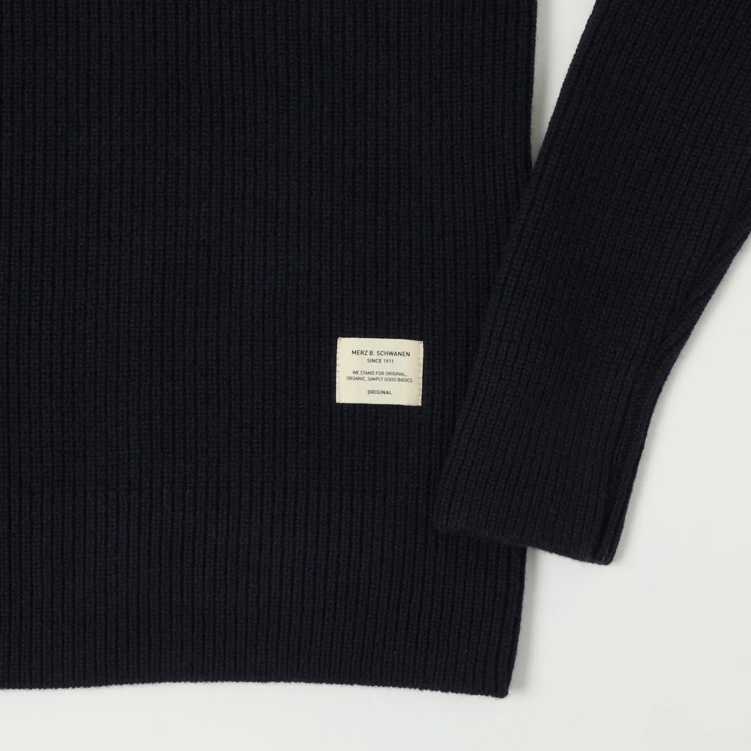 Merz b. Schwanen 'Good Basics' Wool Cashmere Ribbed Knit Pullover - Dark Navy sold by Son of a Stag product image thumbnail 3