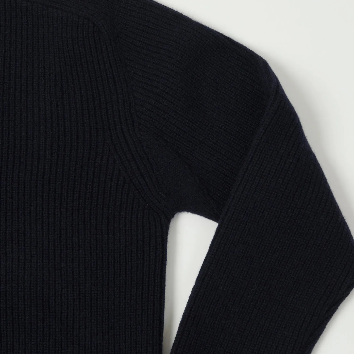 Merz b. Schwanen 'Good Basics' Wool Cashmere Ribbed Knit Pullover - Dark Navy sold by Son of a Stag product image thumbnail 4