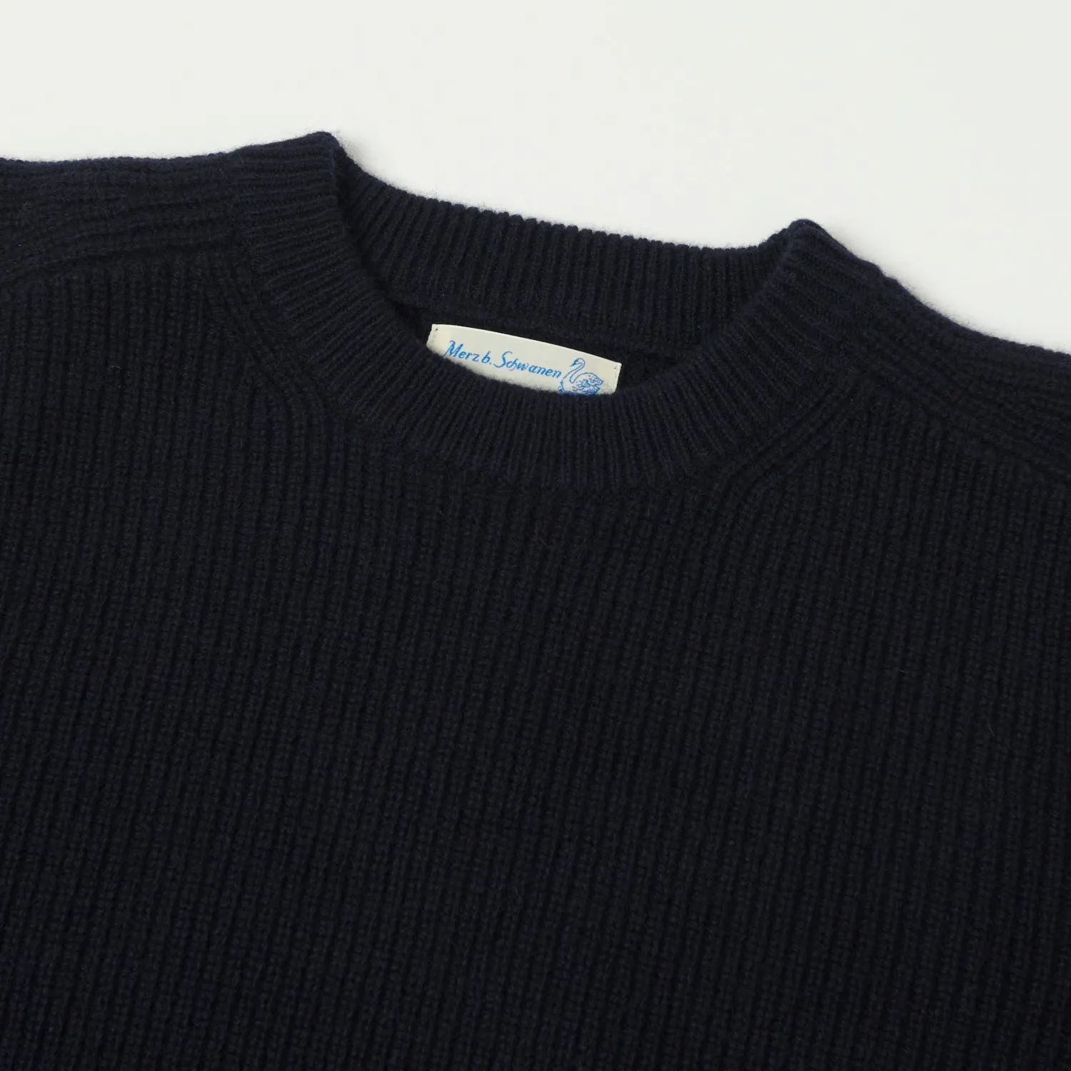Merz b. Schwanen 'Good Basics' Wool Cashmere Ribbed Knit Pullover - Dark Navy sold by Son of a Stag product image thumbnail 2
