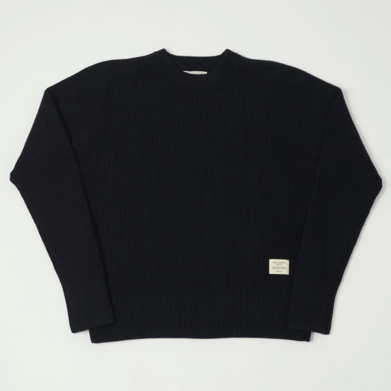 Merz b. Schwanen 'Good Basics' Wool Cashmere Ribbed Knit Pullover - Dark Navy sold by Son of a Stag