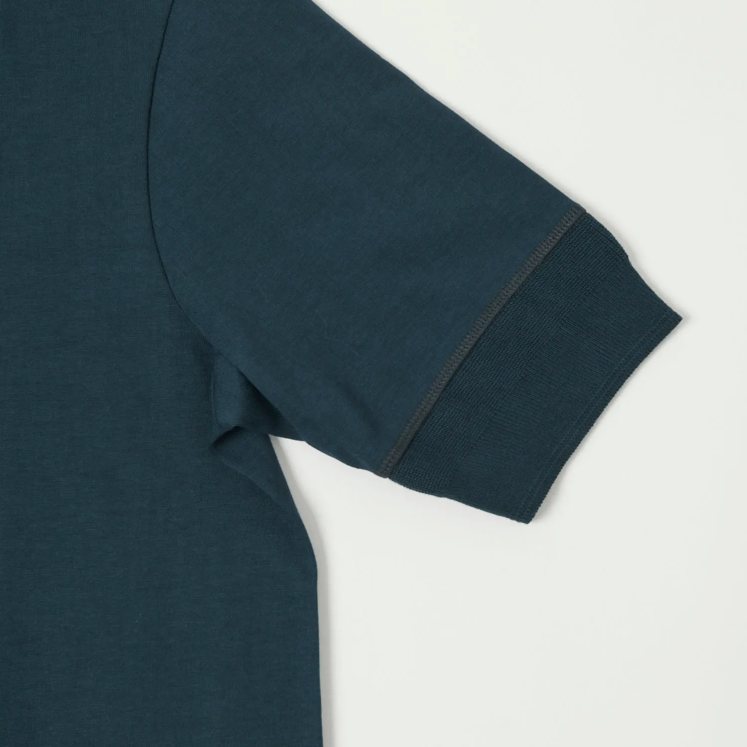 Merz b. Schwanen 207 Short Sleeve Henley - Mineral Blue sold by Son of a Stag product image thumbnail 3