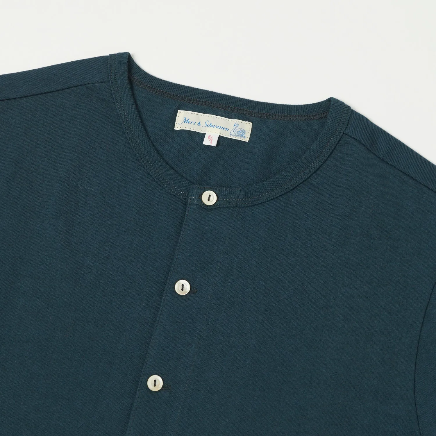 Merz b. Schwanen 207 Short Sleeve Henley - Mineral Blue sold by Son of a Stag product image thumbnail 2