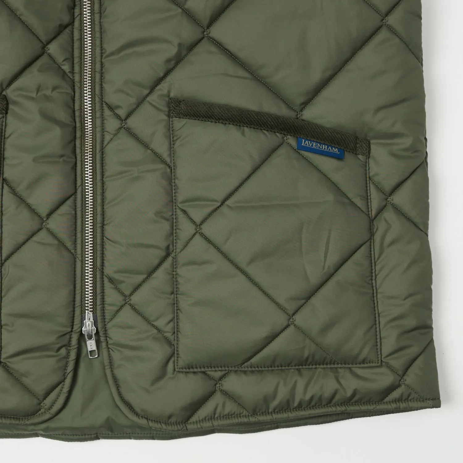 Lavenham Big Quilt Bomber Gilet - Olive Green sold by Son of a Stag product image thumbnail 4