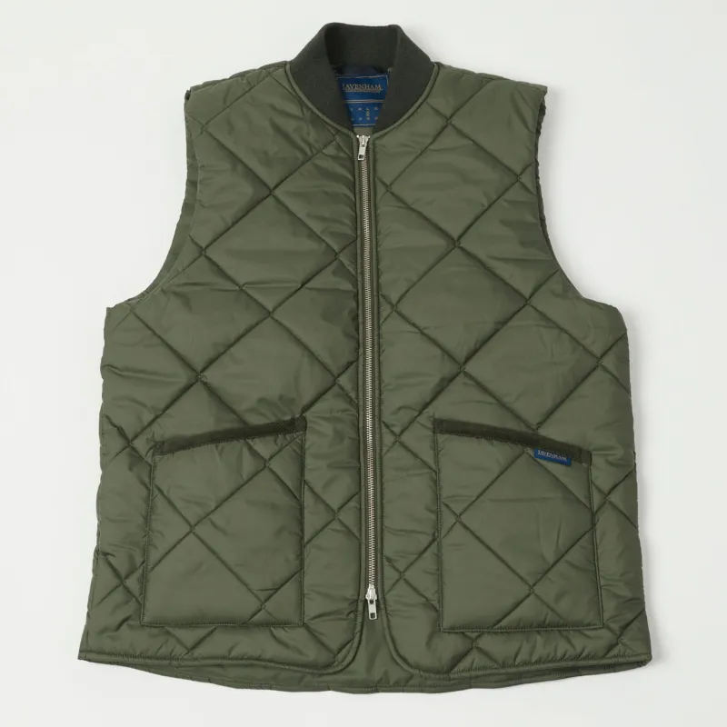 Lavenham Big Quilt Bomber Gilet - Olive Green sold by Son of a Stag