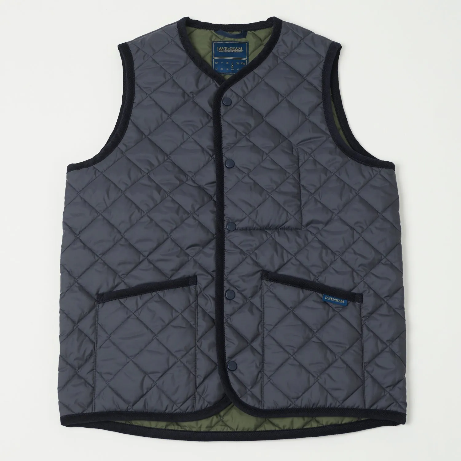 Lavenham Thornham Quilted Gilet - Suffolk Navy/Olive Green sold by Son of a Stag