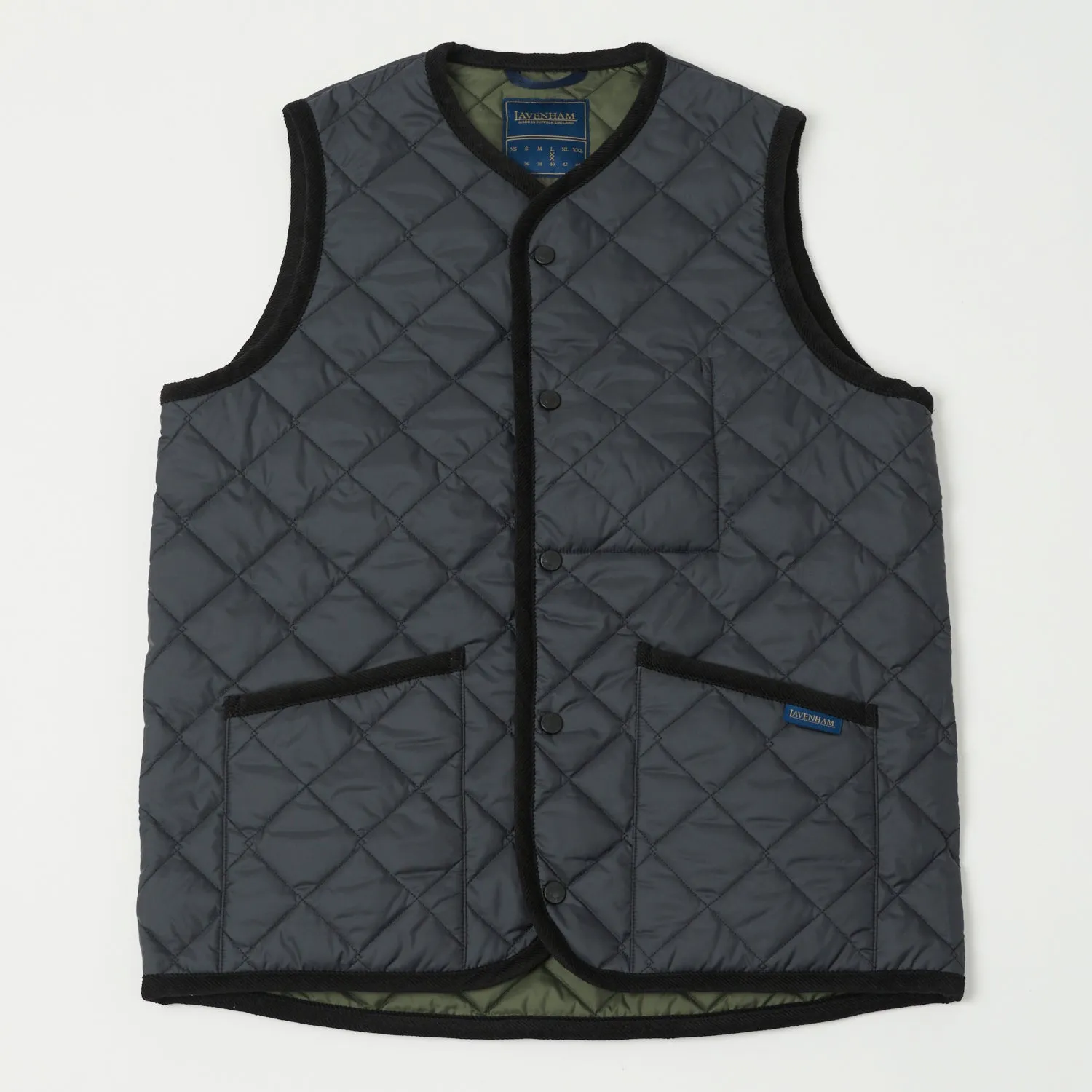 Lavenham Thornham Quilted Gilet - Lamp Black/Olive Green sold by Son of a Stag
