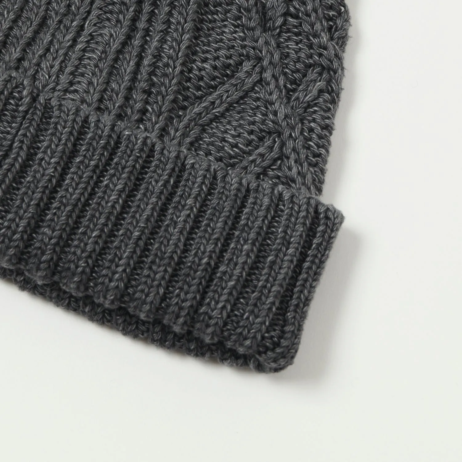 RoToTo Cotton Aran Watch Cap - Black Denim sold by Son of a Stag product image thumbnail 2