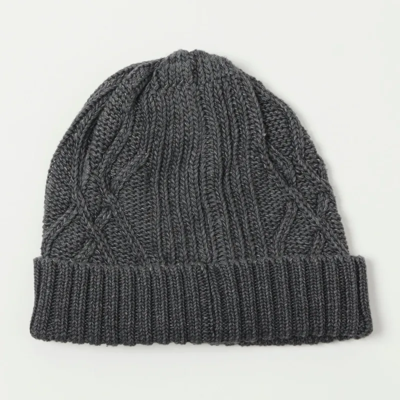RoToTo Cotton Aran Watch Cap - Black Denim sold by Son of a Stag