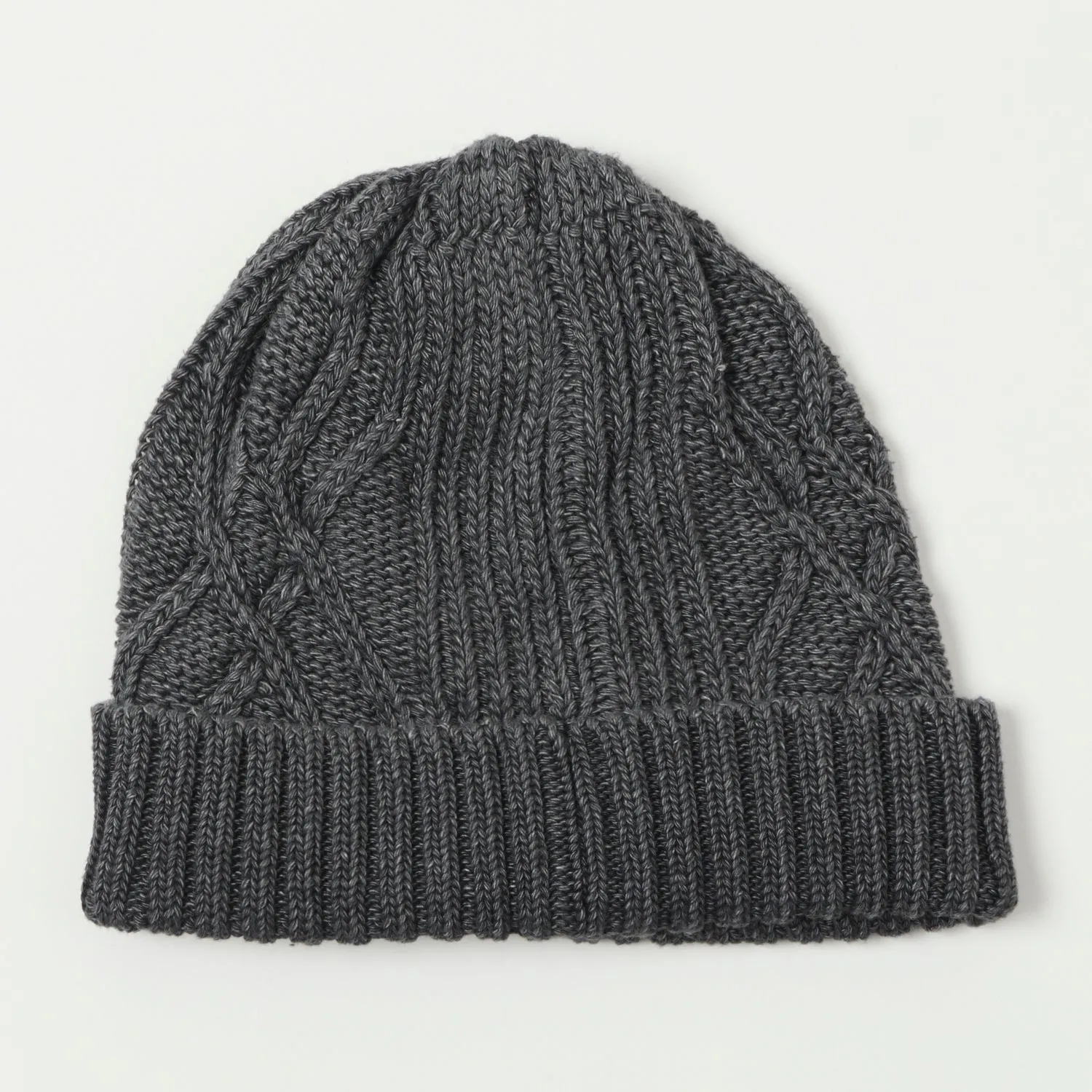 RoToTo Cotton Aran Watch Cap - Black Denim sold by Son of a Stag