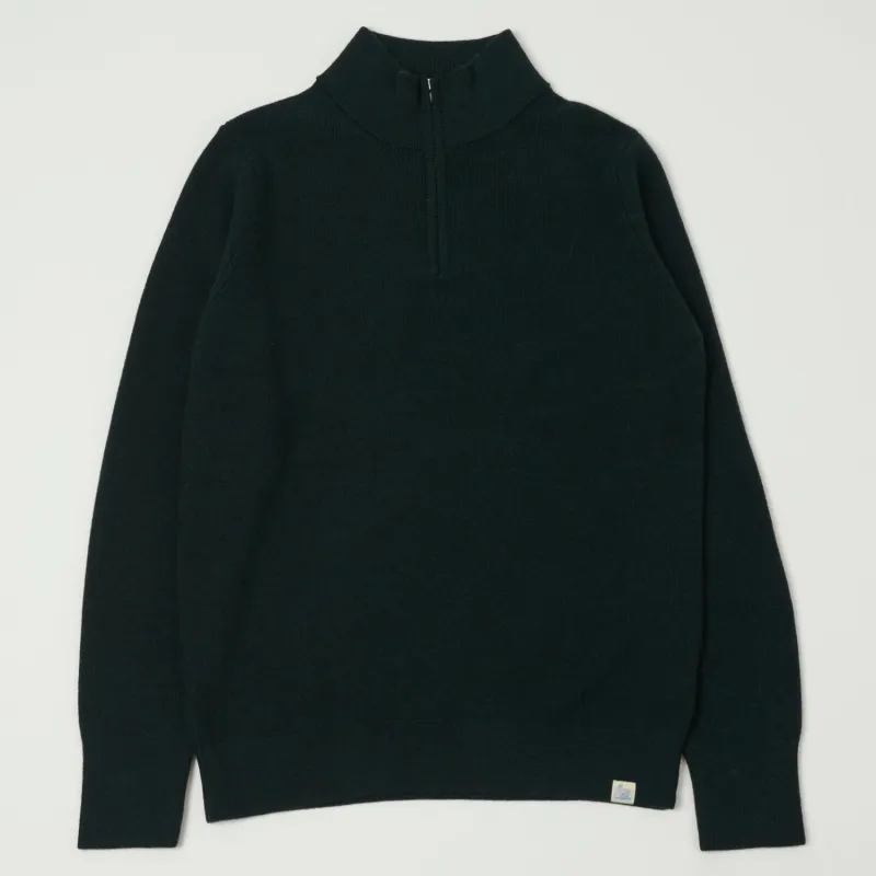 Merz b. Schwanen 'Good Basics' Merino Wool Quarter Zip Sweater - Dark Teal sold by Son of a Stag