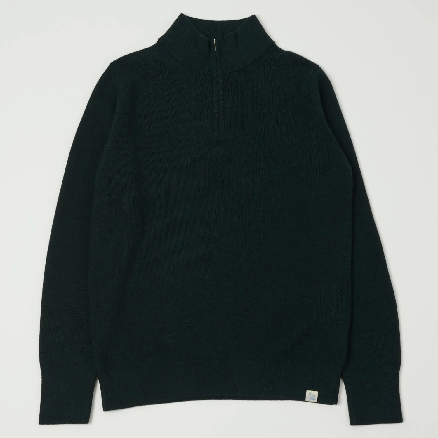 Merz b. Schwanen 'Good Basics' Merino Wool Quarter Zip Sweater - Dark Teal sold by Son of a Stag