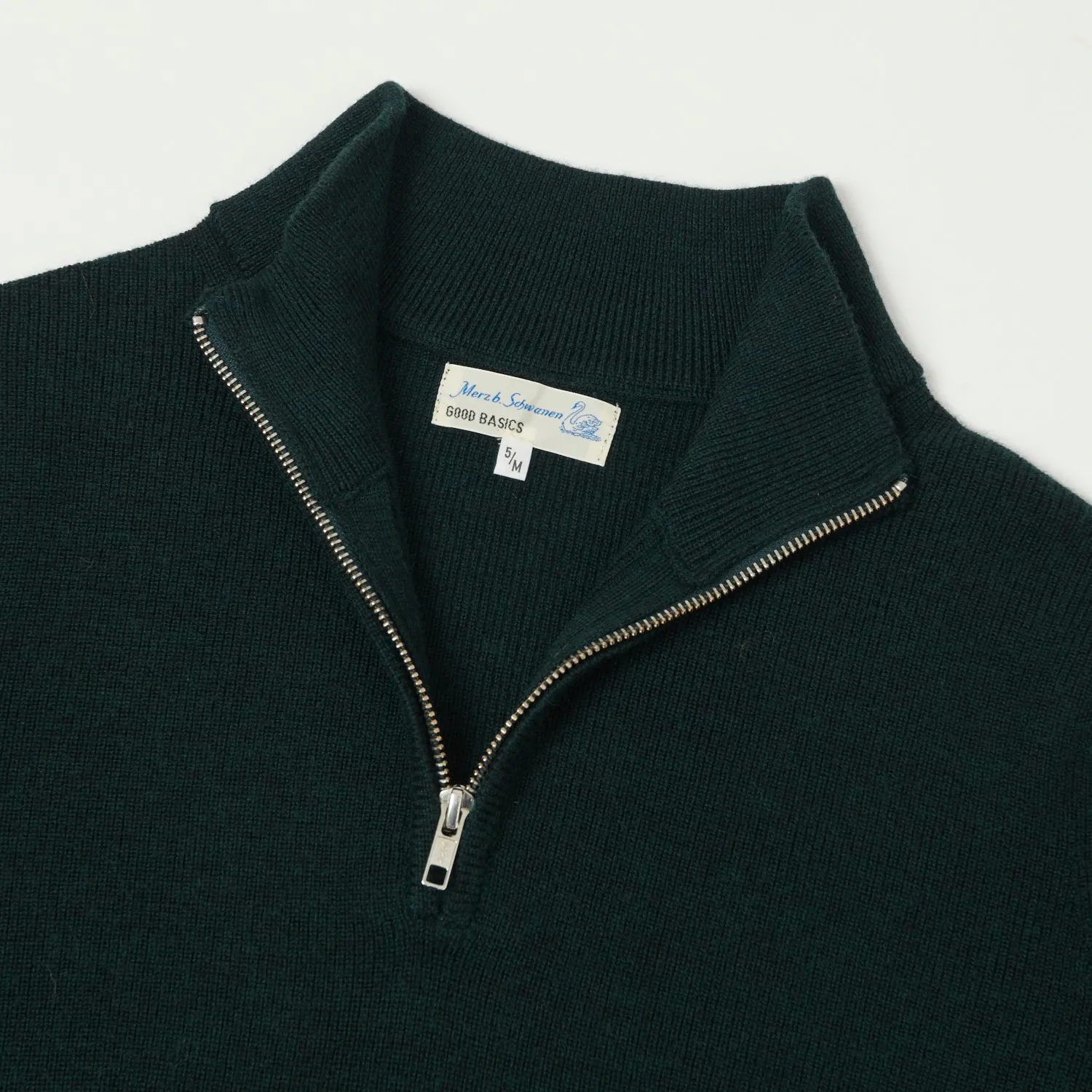 Merz b. Schwanen 'Good Basics' Merino Wool Quarter Zip Sweater - Dark Teal sold by Son of a Stag product image thumbnail 2