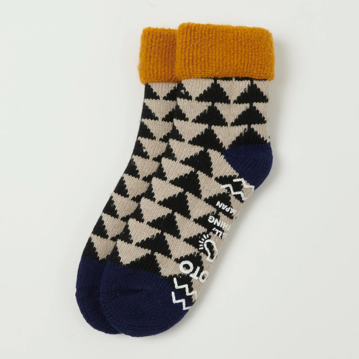 RoToTo Sankaku Comfy Room Sock - Gold/Black/Navy sold by Son of a Stag