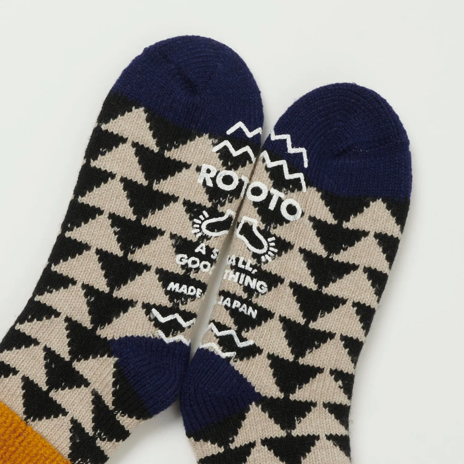 RoToTo Sankaku Comfy Room Sock - Gold/Black/Navy sold by Son of a Stag product image thumbnail 2