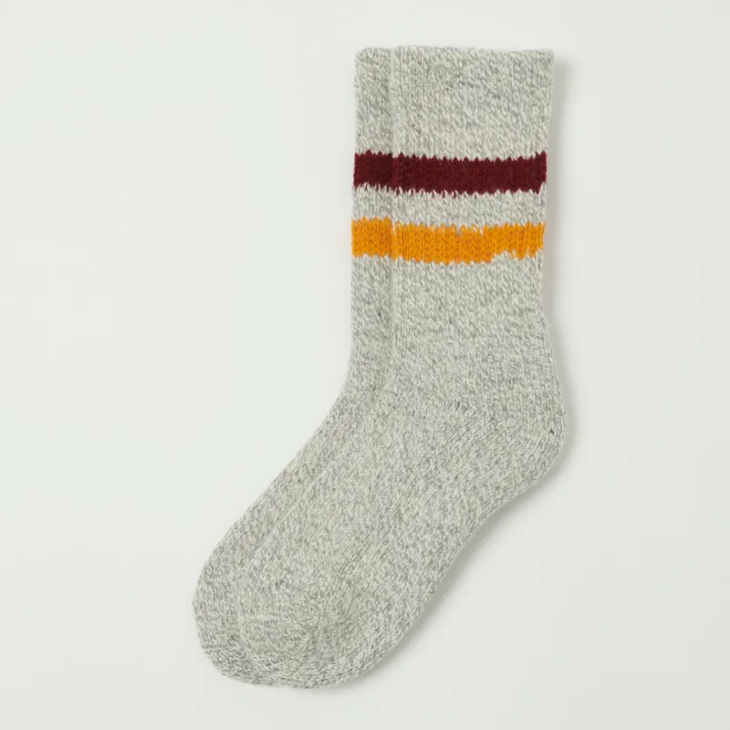RoToTo Retro Winter Outdoor Sock - Grey/Bordeaux/Yellow sold by Son of a Stag