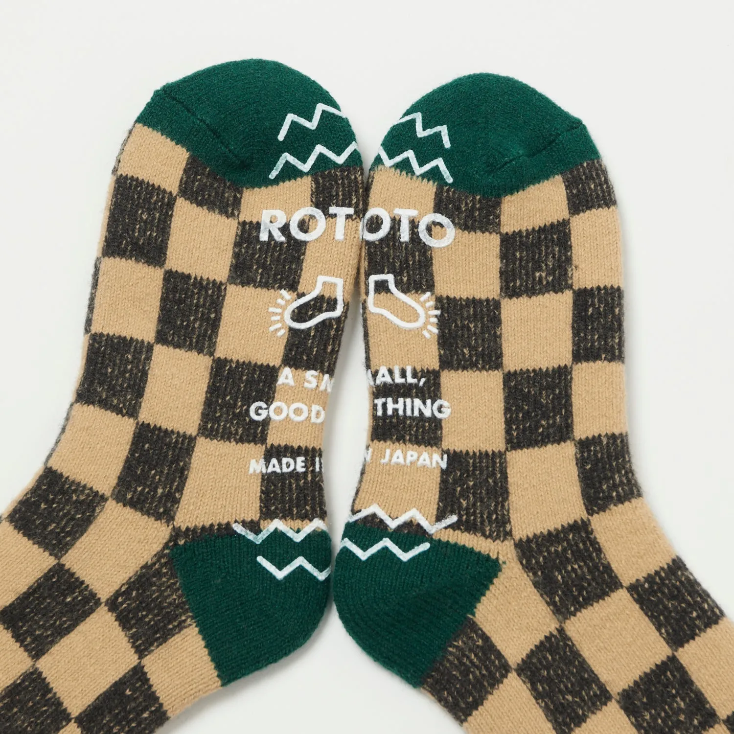 RoToTo Checkerboard Pile Room Sock - Light Orange/Green sold by Son of a Stag product image thumbnail 2